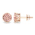 thumbnail image 2 of Rosec Jewels Solitaire Morganite Stud Earrings for Women in Crown Setting (6 mm, 1.50 CT), 10K Rose Gold, 2 of 8