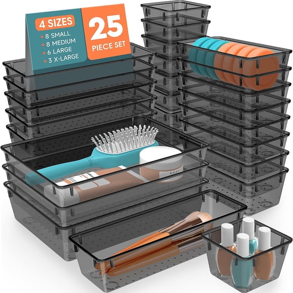 Set organizador de cajones SpaceHacks, 25 unidades, para maquillaje, color negro