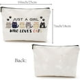 thumbnail image 2 of 1 pc Polycotton Custom Canvas Storage Bags Metal Zipper Pouches Rectangle with Pattern Cat Shape 18x25cm Polyester, 2 of 8
