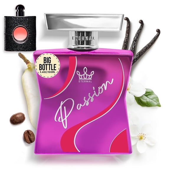 Eternal Passion, Inspired by Black Opium, Perfume for Women, 3.4 oz (100ml), EDP, Long-lasting, Vegan, Clean Ingredients, 2000 sprays per bottle