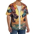 thumbnail image 2 of Yiaed Colorful Wave Dragon Head Print Mens Casual Wrinkle Free Shirts Short Sleeve Button Down Summer Stretch Dress Shirt-X-Large, 2 of 5