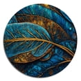 thumbnail image 3 of Designart "Melodies of Boho Blue And Gold I" Boho Feather Round Metal Art, 3 of 5