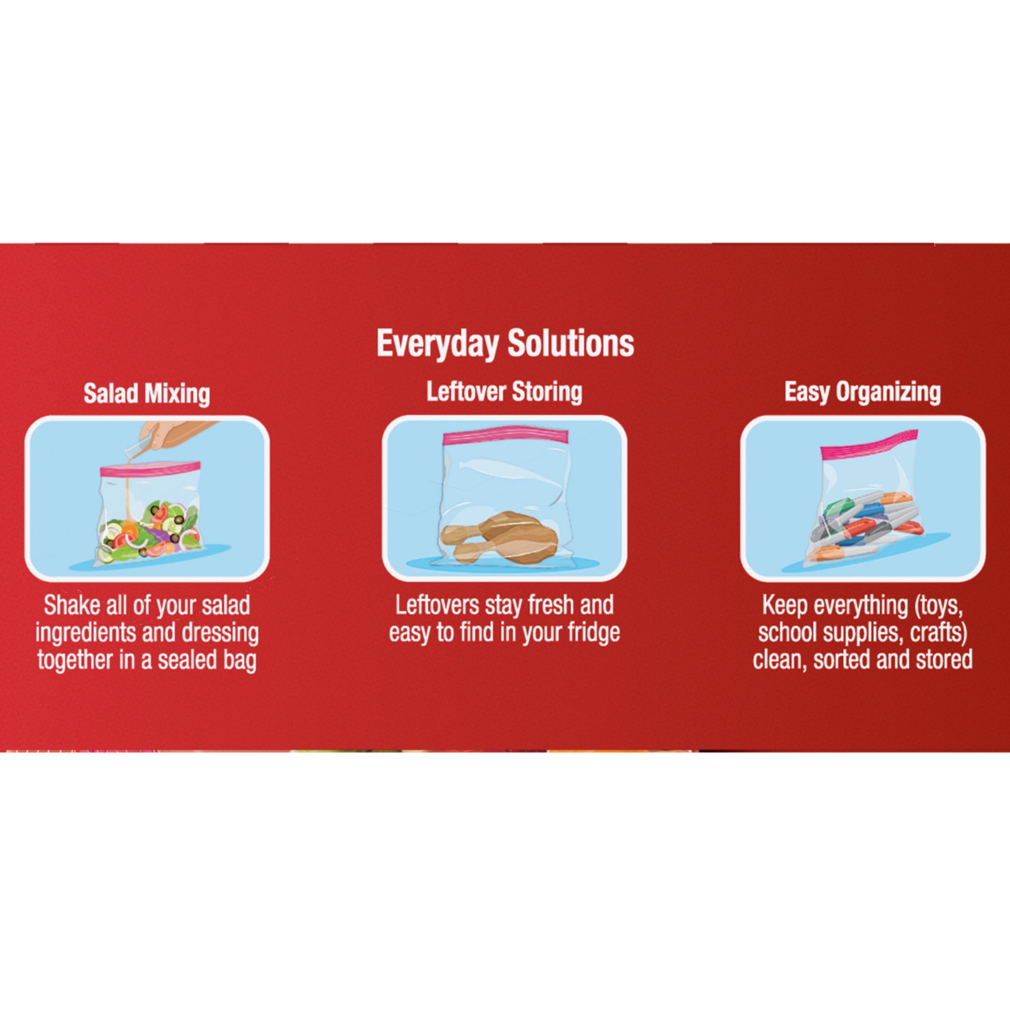 (3 pack) Great Value Double Zipper Gallon Storage Bags, 60 Count
