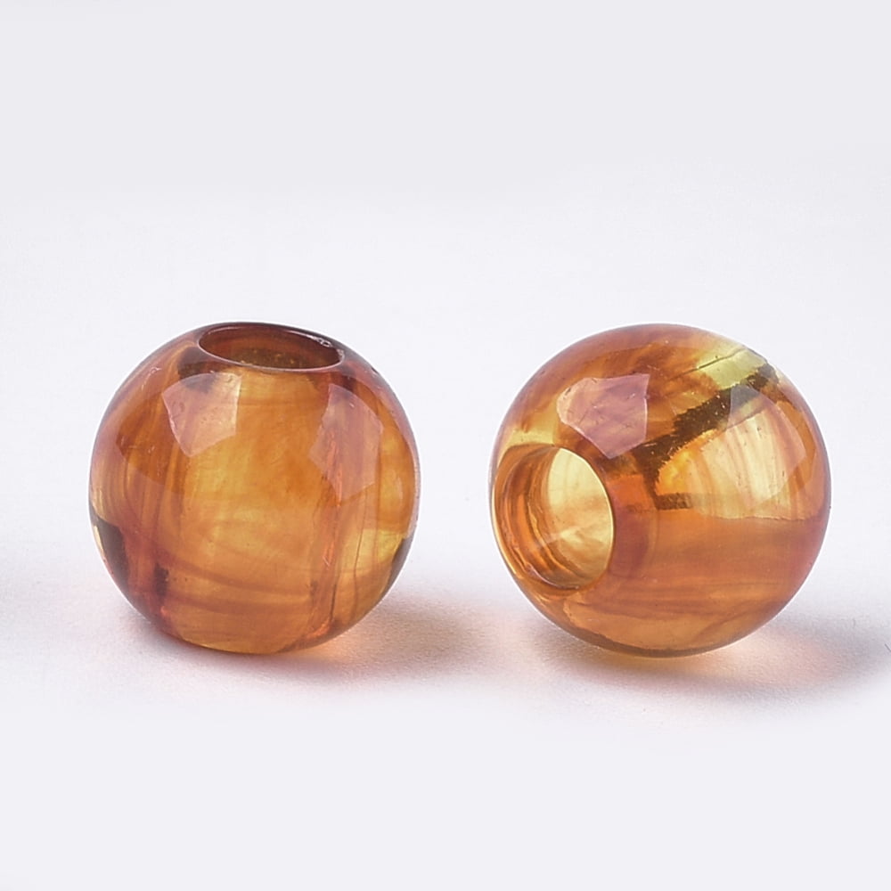 Acrylic European Beads Imitation Gemstone style Large Hole Beads Rondelle Sandy Brown 10x8mm Hole: 5mm about 1350pcs/500g