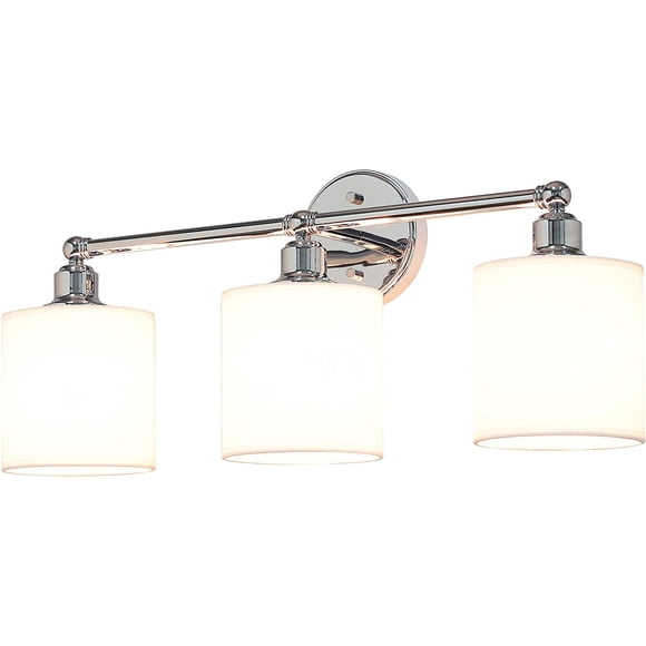 XiNBEi Lighting Applique Murale, Luminaire de Salle de Bain pour Meuble-Lavabo avec Abat-Jour en Tissu, Luminaire Mural à 3 Lumières Fini Chrome pour Salle de Bain XB-W1214-3-CH