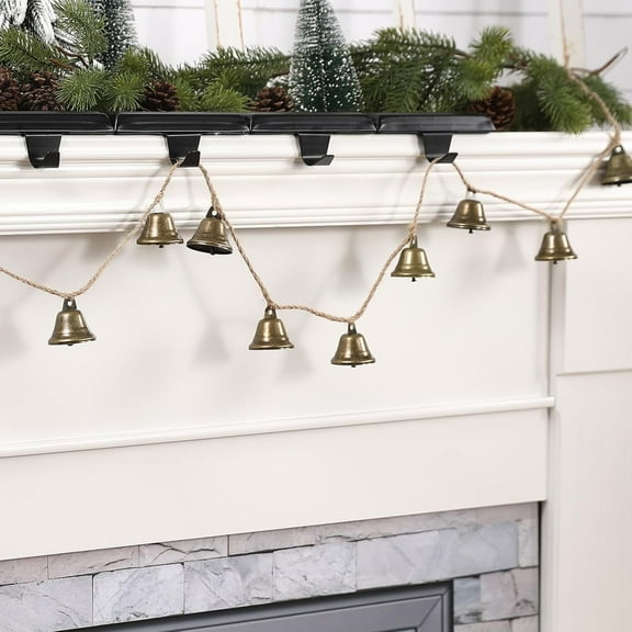 TETOU Vintage Christmas Decorations,4.6Ft Rustic Bells Christmas Garland Banner for Christmas Tree Mantle Fireplace Wall Indoor Decor