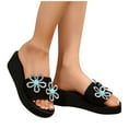 thumbnail image 5 of Summer Women's Slippers with Thick Sole Wedge Open Toe Slip-on Outdoor Shoes Women's Fashion Casual Versatile Beach Sandals with Rhinestone, 5 of 7