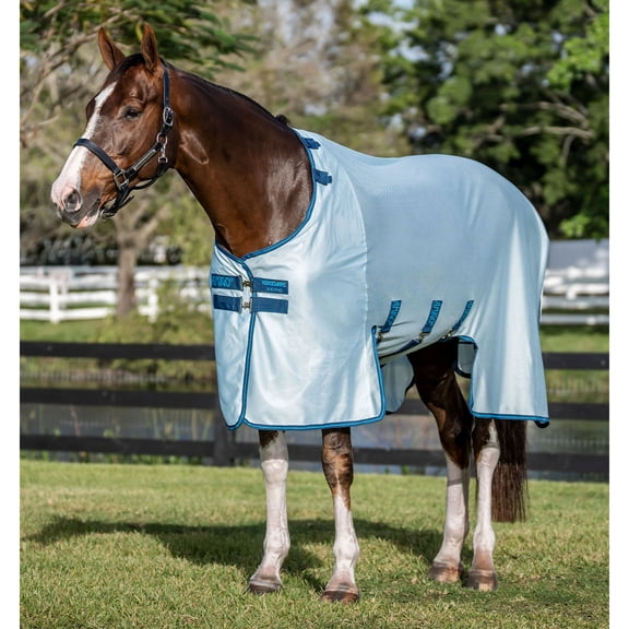 HORSEWARE IRELAND Amigo Bug Buster Fly Sheet, Color: Azure Blue/Navy & Electric Blue, Size: 78