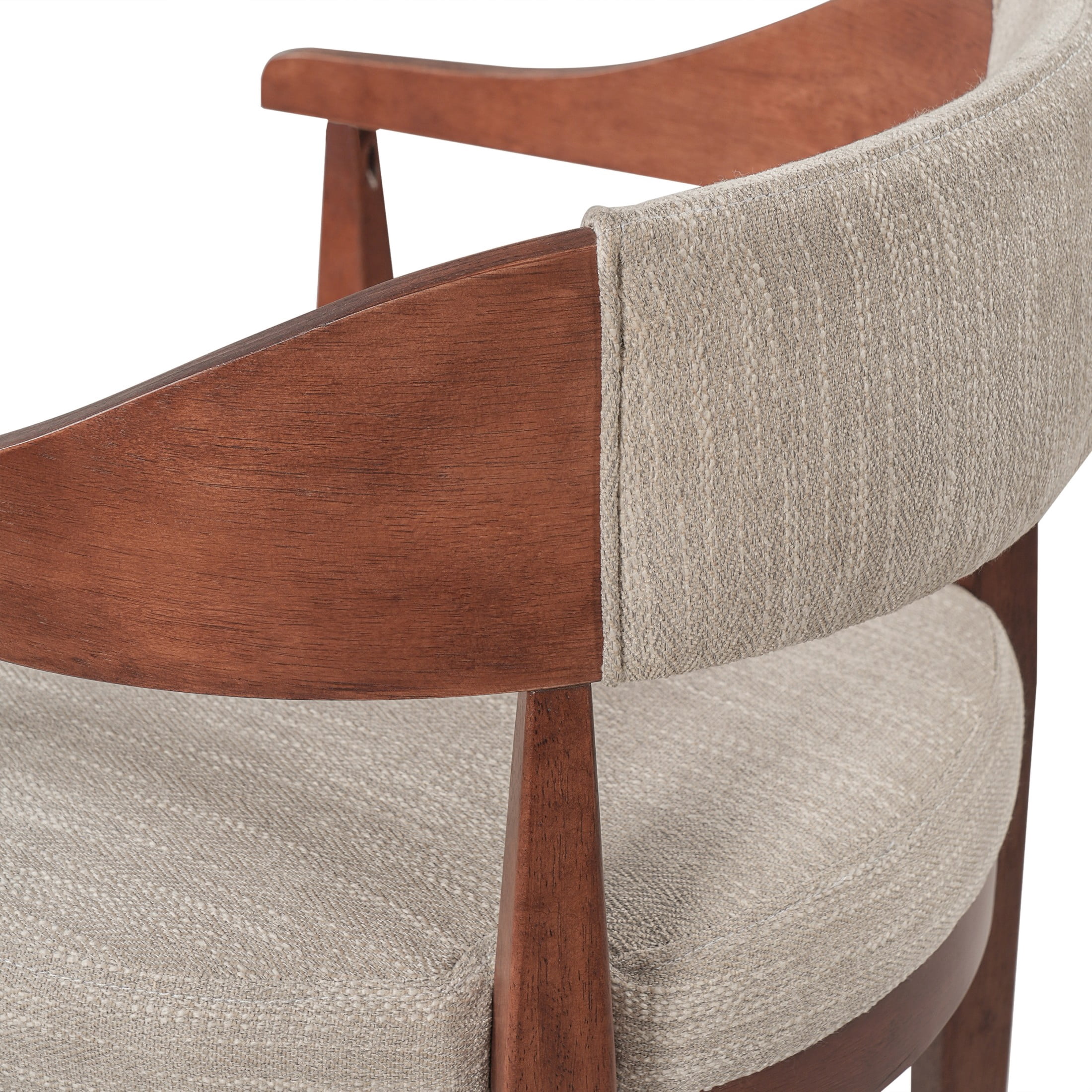 Christopher Knight Home Mid-Century Wood Counter Stools with Curved Arms, Walnut+Light Gray, Set of 2