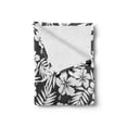 thumbnail image 2 of Tropical Soft Flannel Fleece Blanket, Artisan Exotic Hibiscus Flowers Fern Leaves Pattern Nature Plant Picture Art, Cozy Plush for Indoor and Outdoor Use, 60" x 80", Grey and White, by Ambesonne, 2 of 6