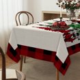 thumbnail image 4 of Mantel rectangular a cuadros de Navidad, mantel de poliéster impermeable y resistente a las manchas con árbol de Navidad y dulces para decoración de fiestas/vacaciones kaili Sencillez, 4 of 4