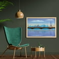thumbnail image 2 of Landscape Wall Art with Frame, Lady Cycling in France Fluffy Clouds Bridge Reflection on River Urban Lifestyle, Printed Fabric Poster for Bathroom Living Room, 35" x 23", Blue Brown, by Ambesonne, 2 of 2