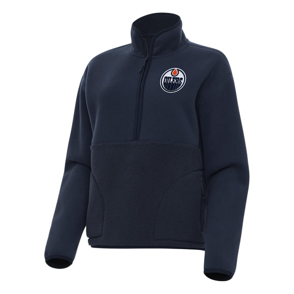 Women's Antigua Navy Edmonton Oilers Figure Half-Zip Pullover Sweatshirt