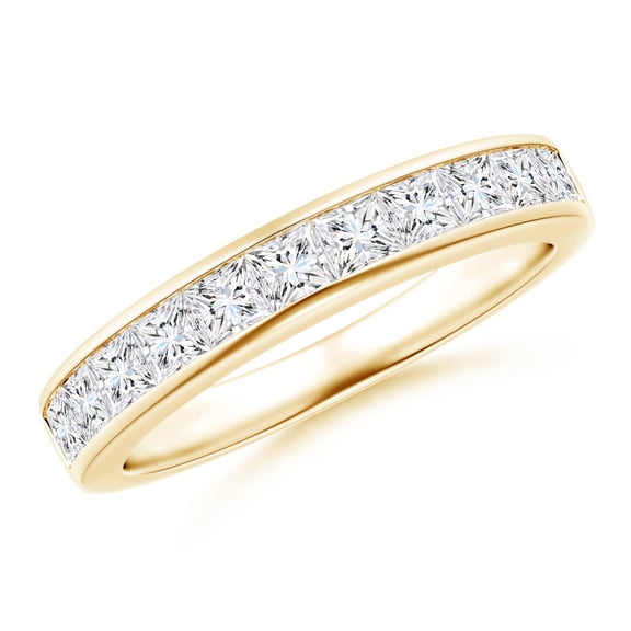 ANGARA IGI Certified Lab Grown 1.1 Ct Diamond Half Eternity Wedding Ring for Women in 14K Yellow Gold (Size-2.5mm| Color-F-G| Clarity-VS) | Anniversary, Jewelry Gift for Women | Diamond Ring