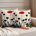 thumbnail image 2 of Spring Red Black Floral Outdoor Waterproof Pillow Covers, Modern Oil Painting Flowers Decorative Square Throw Pillowcase Sofa Cushion Sham for Patio/Couch/Chair, 20"x20" 2 Pack, 2 of 8