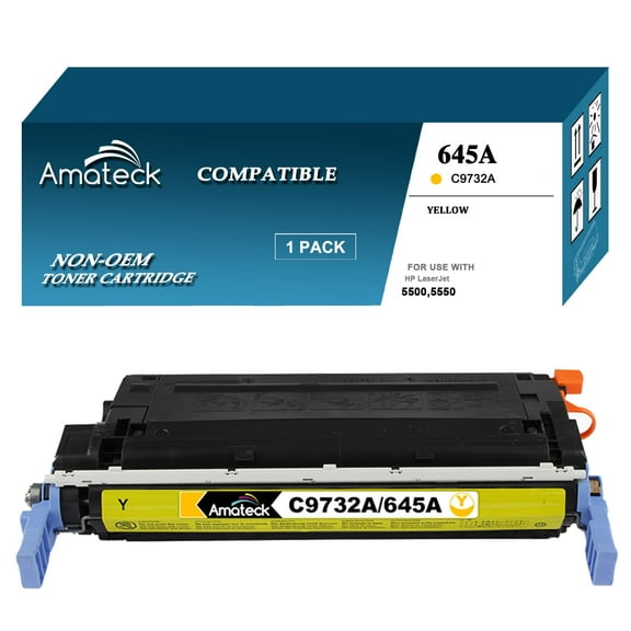 Amateck Compatible Toner Cartridge Replacement for HP C9732A 645A Yellow 1 Pack for Color 5500, 5500dn, 5500dtn, 5500hdn, 5500n, 5550, 5550dn, 5550dtn, 5550hdn, 5550n