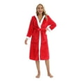 thumbnail image 1 of Monfince Women's Hooded Bathrobe Long Plush Flannel Robe Reversible Fleece Hooded Loungewear Soft Warm Red US 6-14, 1 of 7