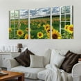 thumbnail image 2 of Ullo0ord False Window Sunflower Picture Decor Wall Art Faux Opening Windows floral Canvas Print with Framed, 2 of 4