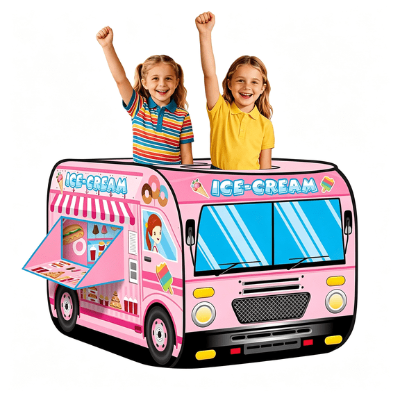 MISSMILE Pop Up Tent Kids:Ice Cream Truck Tent,Pop Up for Kids,Kids Play without Installation,Suitable for 2-3 Children&For Ages 3 ,Kid Play Tent Indoor for Kid Gift