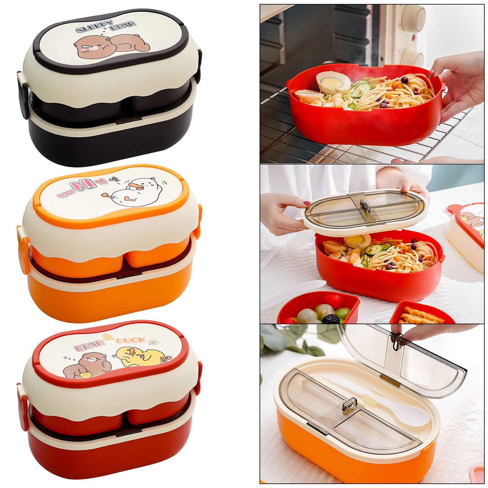 XMMSWDLA Preppy Lunch Box Red Lunch Boxchildren'S Lunch Box Water Cup Set  Sealed Leak-Proof Compartment Lunch Box Lunch Toddler Bento Box