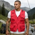 thumbnail image 6 of GrmtClth Mens Utility Fishing Vest 2026 Hunting Multiple Pockets Sleeveless Jacket Casual Breathable Outdoor Waistcoat Lightweight Clothes Red L, 6 of 8