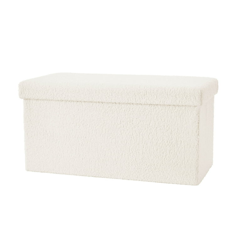 Mainstays 30 In Collapsible Storage Ottoman Bench, Cream photo 2