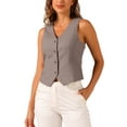 thumbnail image 1 of Chaleco Inspire Chic para la moda femenina sin mangas, con botones, escote en V, top corto de verano, chalecos S en gris oscuro, 1 of 5