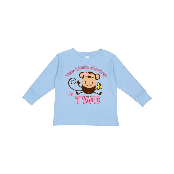 Inktastic Little Monkey Girl 2nd Birthday Girls Long Sleeve Toddler T-Shirt