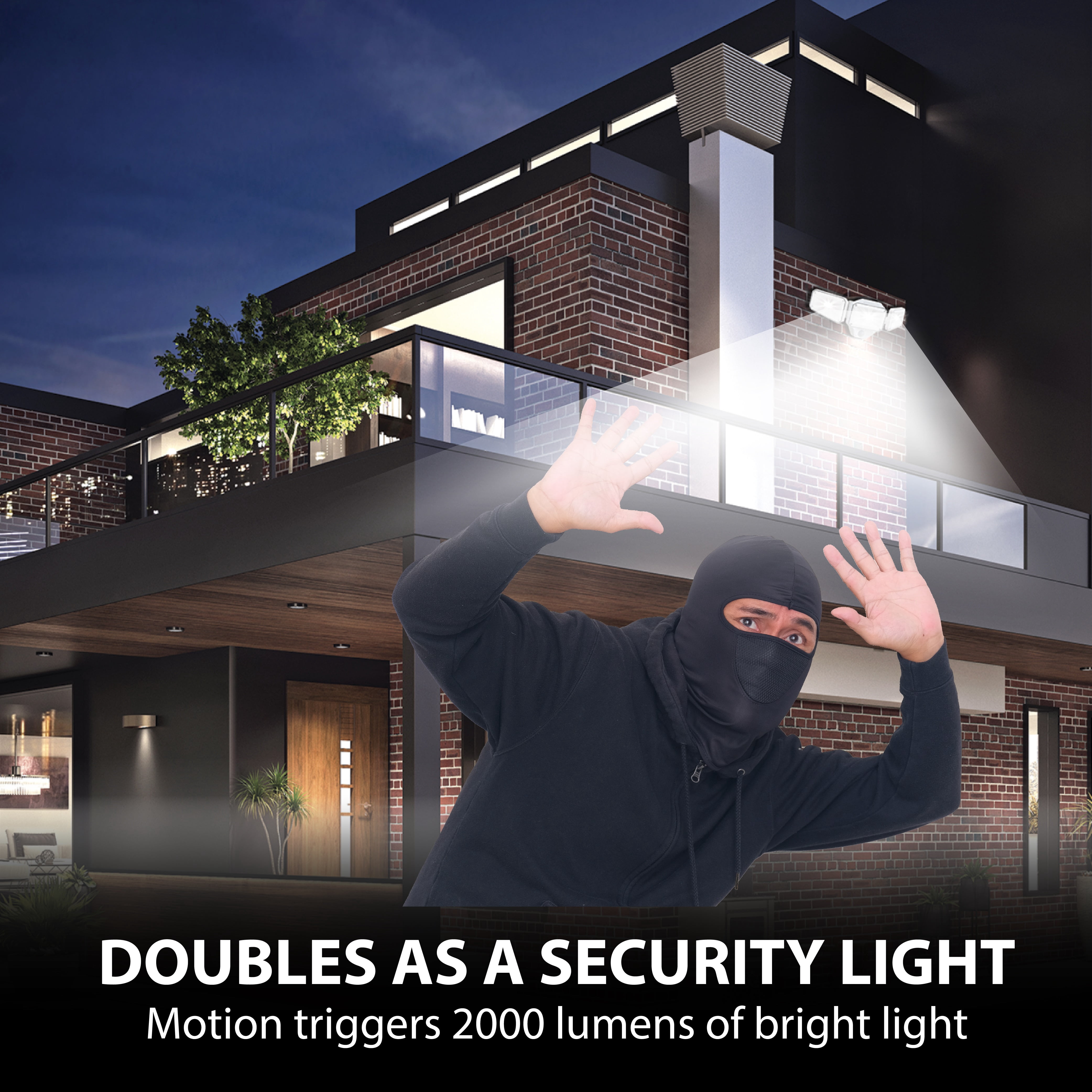 Bionic Floodlight Hardwired Motion Sensor Security Outdoor Floodlight with Time Control 2000 Lumens