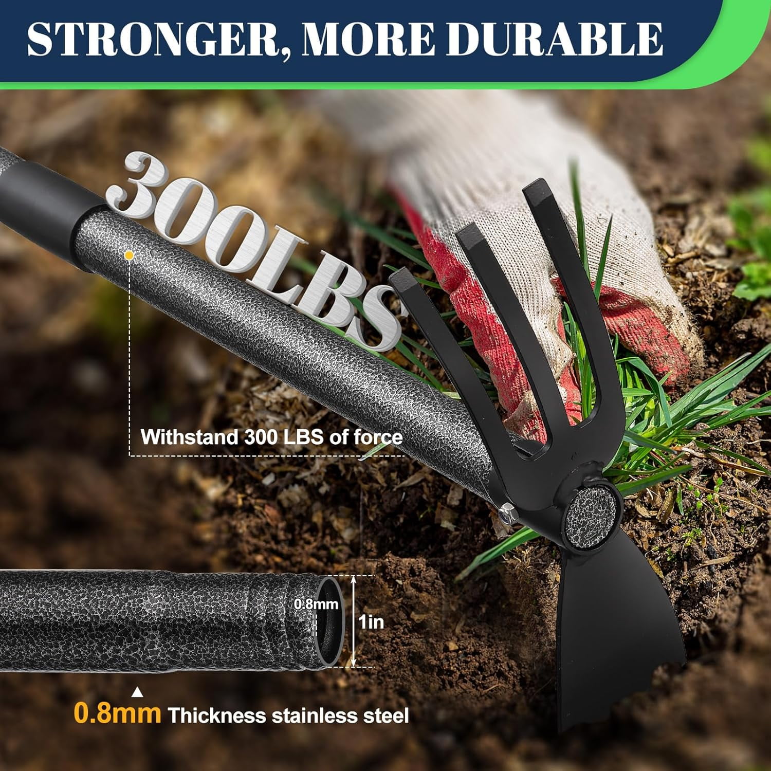 OLIYNEDY Weed Puller Tool with Long Handle,45" Manual Weeder 2 in 1 Hand Cultivator and Garden Hoe for Gardening