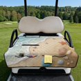 thumbnail image 2 of Whosucclay Beach Ocean Wave Golf Cart Seat Cover Towel, 4 Convenient Pockets Durable Golf Cart Seat Covers for Club Car EZGO 2-Person Seat Carts, 2 of 9