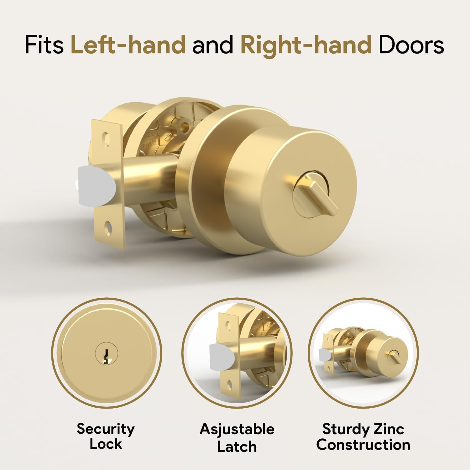 Mega Handles | Buena Entry Door Knob | Satin Brass