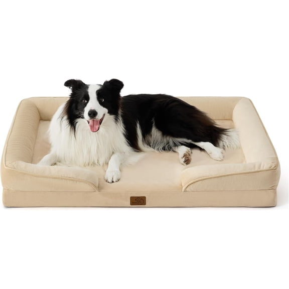 Orthopedic Dog Bed for Small Dogs - Removable, Washable Cover and Bolster with Waterproof Lining and Nonskid Bottom