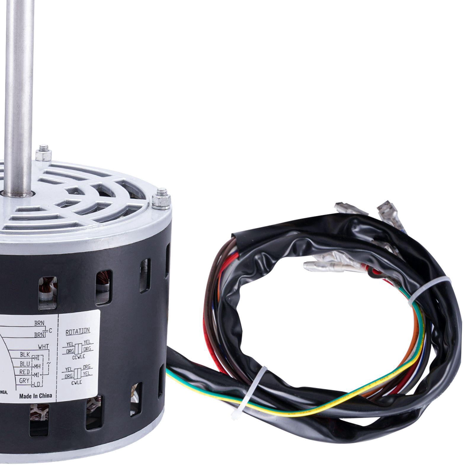 1/3 HP Furnace Blower Motor 110 120V 4.4 Amps 1075 RPM 4 Speeds CW CCW Rotation 48 Frame 5.2 Inch Shaft Length 5μF 370V Capacitor with 11 Inch Hold Hoop