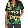 thumbnail image 3 of lcziwo St Patricks Day Scrub Tops for Women Fashion Letter Graphic Print Irish Shirts Short Sleeve V Neck Holiday Uniforms Medical Scrubs with Pockets Multicolor XXL Holiday Sales, 3 of 6