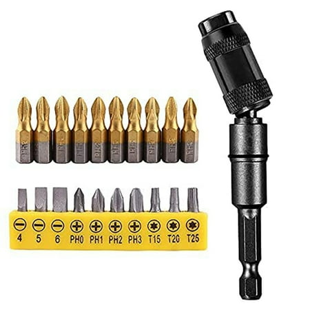 

1/4 Inch Magnetic Flexible Pivot Drill Bit Tip Holder Hex Screwdriver Extension Rod Driver Holder with Screwdriver Bits