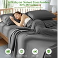 thumbnail image 5 of AiAngu Bamboo California King Sheet Set, Luxury Soft 4 Pieces Bed Sheets with 18" Deep Pocket, Dark Gray, 5 of 8