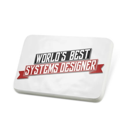Porcelein Pin Worlds Best Systems Designer Lapel Badge –
