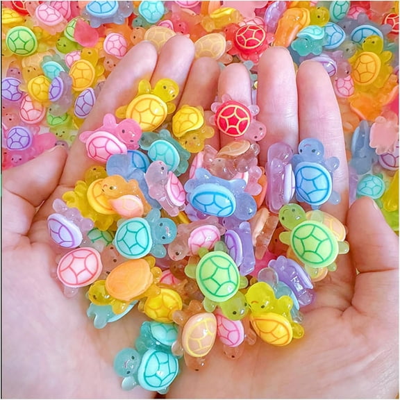 GIXUSIL 200 Pcs Mini Turtles Luminous Mini 3D Resin Turtles Resin Animals Glow in The Dark Miniature Figures Miniature Sea Animals for Garden Aquarium Dollhouse Party Decoration,Safe, Durable