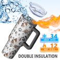 thumbnail image 5 of OBREWU Bulldog Dog and Footprints Tumbler with Handle and Lid,Bulldog Dog and Footprints 40oz Double Wall Vacuum Insulated Tumbler,Cups Gift for Women and Men, 5 of 7