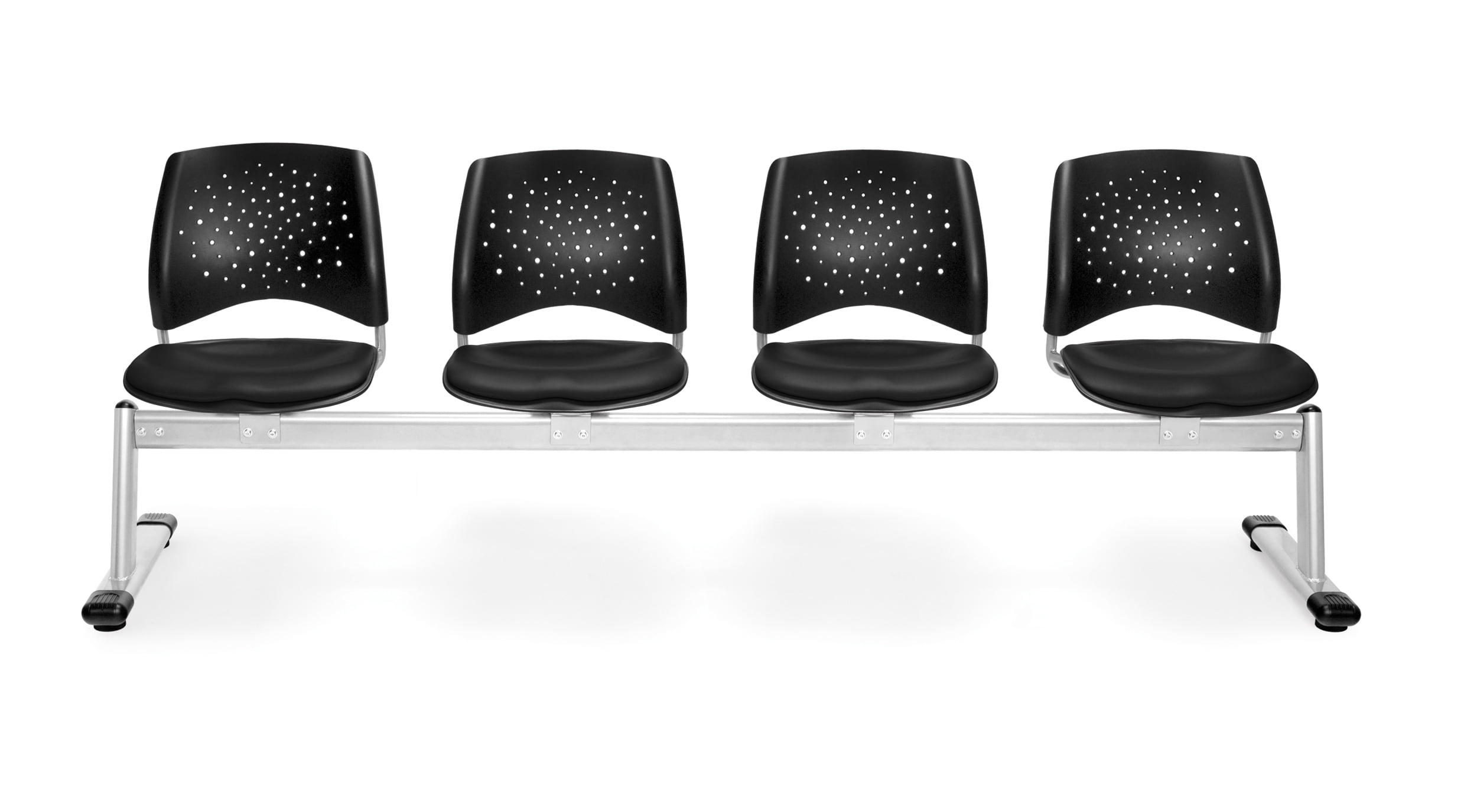 Ofminc Office Furniture 1000 Lbs Weight Capacity Starmoon Series 4 Unit Beam Seating With Vinyl Black Seats