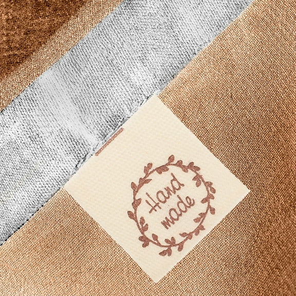FENGGUIQU 100Pcs Beige Cotton Sewing Tags for Handmade Crafts, Quilt Labels, Projects and Fabric Accessories