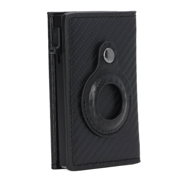 ZOUSSIQI PU Leather Card Holder Anti Theft Swiping Anti Lost Card Case Wallet for IOS Locator Tracking Device Carbon Black JU316-96499