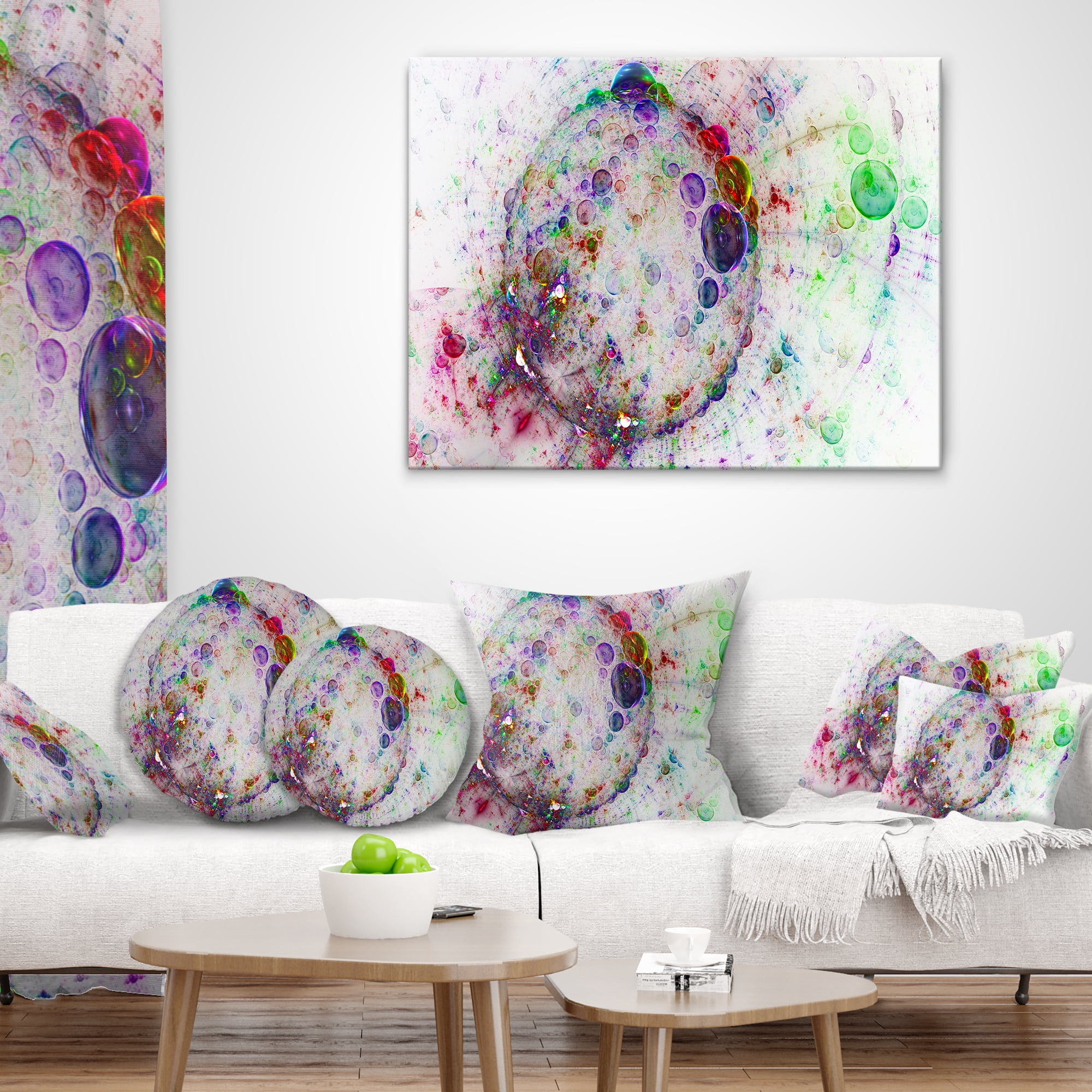 Designart Colorful Spherical Planet Bubbles - Abstract Throw Pillow - 12x20