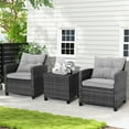 thumbnail image 4 of Topbuy 3 Pieces Outdoor Furniture Set Patio PE Rattan Conversation Set with Removable Cushions PE Wicker Sofas with Tempered Glass Side Table, 4 of 10