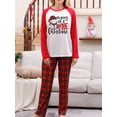 thumbnail image 3 of Christmas Family Pajamas Matching Set, Long Sleeve Letters Print T-shirt with Plaid Pants Sleepwear Loungewear, 3 of 4