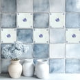 thumbnail image 2 of Mi Alma Removable Vinyl Blue Floral Backsplash Tile Stickers, 24pcs, 2 of 8