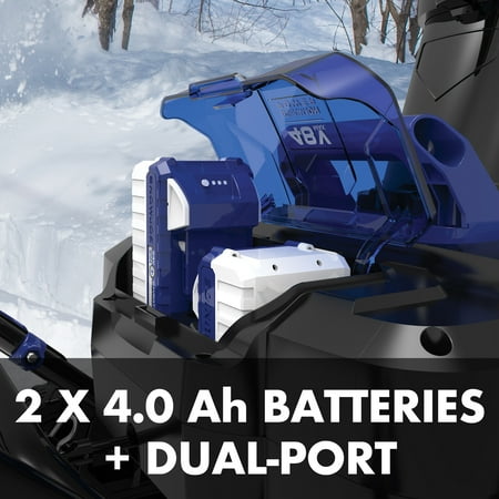 Snow Joe - 48-Volt iON+ 20-Inch Single Stage Cordless Snow Blower (2 x 4Ah Batteries and 1 x Charger) - Blue & Black