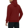 thumbnail image 6 of LODIENY Men’s Fleece Lined Zip Up Hoodie Tops Mid-Weight Long Sleeve Drawstring Hooded Outwear Jacket Regular Fit Winter Plush Thick Warm Athletic Sweatshirt with Pockets Wine S, 6 of 10