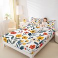 thumbnail image 4 of Manfei Colorful Cartoon Floral Bed Sheets,Rustic Flower King Sheets,Orange Green White Sheet Set For Children,Super Cozy Room Decor,4 Pieces, 4 of 7